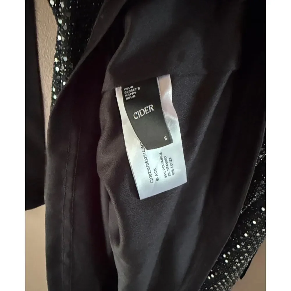Cider Sparkly Rhinestone Party Mini Dress with Bow Shoulder Strap Ties - Picture 5 of 5